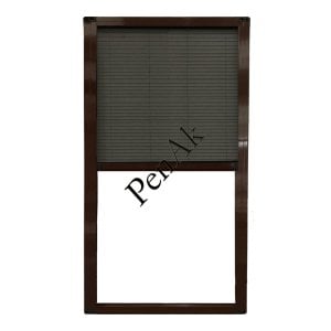 Plise Pencere Sineklik Koyu Meşe -Yükseklik 90 cm- (Pileli/Akordiyon)