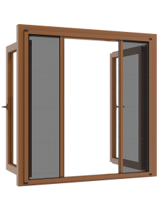 Plise Pencere Sineklik Koyu Meşe -Yükseklik 90 cm- (Pileli/Akordiyon)
