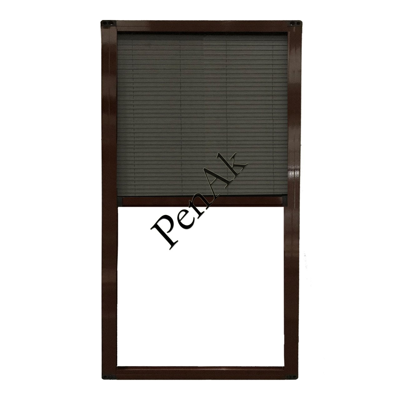 Plise Pencere Sineklik Koyu Meşe -Yükseklik 130 cm- (Pileli/Akordiyon)