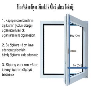 Plise Kapı Sineklik Beyaz -Yükseklik 200 cm- (Pileli/Akordiyon)